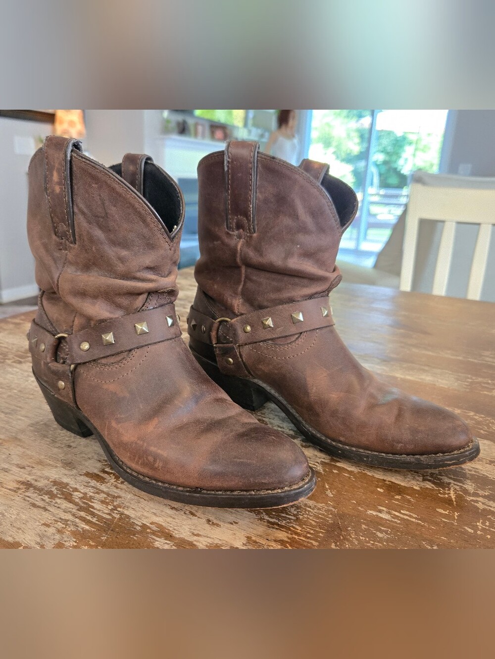 Dingo Brown TRIANGLE Studded Leather Booties